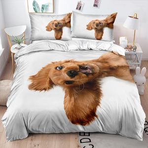 Set di biancheria da letto 3D Lovely Brown Pet Dog Set trapunta / copripiumino Full Double King Size 203x230cm Biancheria da letto Fashion Soft Home Textile