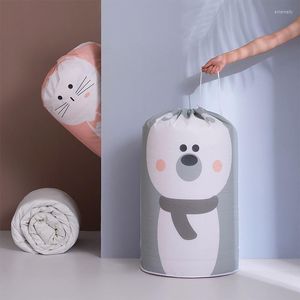 Storage Bags PEVA Cylindrical Bundle Mouth Quilt Bag Waterproof Printing Clothing Finishing Dust-proof