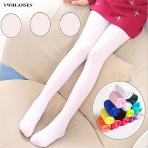 Leggings tights ywhuansen verão primavera colorido color kids calça -calça calças de dança de balé para meninas estocando crianças veludo sólido branco calcinha 2201006