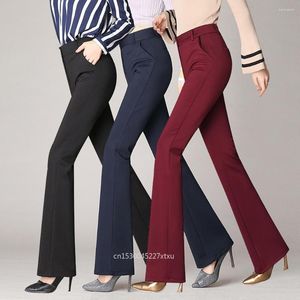 Pantalones de mujer, vestido ultraelástico, pantalones suaves de Yoga para mujer, pantalones elásticos de cintura alta acampanados, informales para oficina, triangulación de envíos