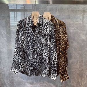 Men's Casual Shirts 2022 Fashion Men's Social Lapel Button-Up Printing Long Sleeves Tops Shirts Male Korean Leopard Turn Down Collar Shirts L155 T221006