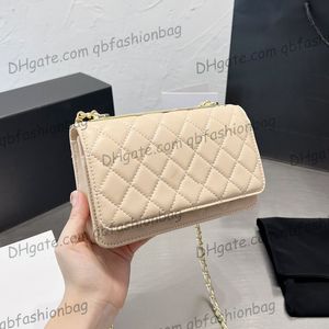 22P Womens Classic Mini Flap Quilted Wallet Bags Phone Card Holder Purse Multi Pochette Clutch Designer Gold Metal Matelasse Chain Crossbody Shoulder Handbags 19CM