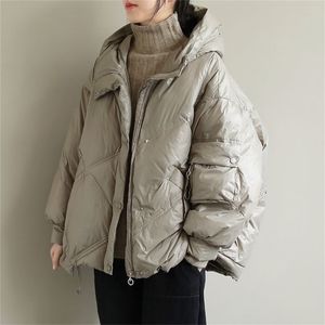 Mulheres para baixo parkas inverno para baixo jaqueta feminina curto produtos europeus solto grosso moda pão casaco branco pato para baixo casaco 220930