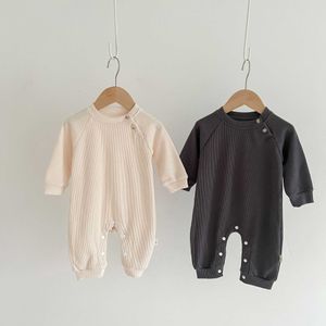 Rompers Math Baby Solid Simple Pullover Girl Romper New Commory Comploy Tombse Toddler Boy Cotton Lose Casual наряды J220922