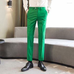 Мужские костюмы мужчин Slim Fit Press Prants Сплошное цветовое деловое место в офисе свадебные брюки Высококачественные одежды 29-40