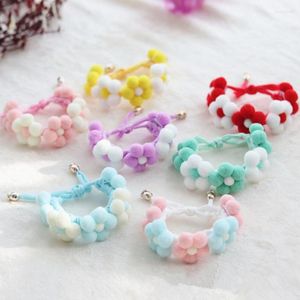 Collari per cani Macaron Collare colorato floreale Collare girocollo Bavaglino Sciarpa con fiocco per animali domestici Accessori per gatti Per cucciolo Fazzoletto da collo Fatto a mano Yorkie Ragdoll