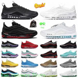 97S Designer Runner Shoes Men Women 97 Sneakers Triple White Black Pine Green Volt Reflective Bred Sail Lil Nas Satan Jesus Sports Trainers