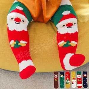 Beb￪ de desenho animado Baby Terry Socks Winter Warm meninos meninas joelhos altos meias longas meias infantis para crian￧a doce presente de natal presente