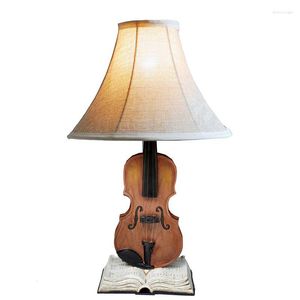 Bordslampor Creative Violin Bedside Desk Söt vintage Kids Rumslampor Levande Dekorativ lampa