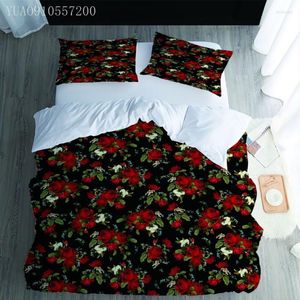 Set di biancheria da letto Set copripiumino di lusso 2/3 pezzi Consolatore stampa rosa rossa AU EU Taglia trapunta USA Fodere per letto personalizzate