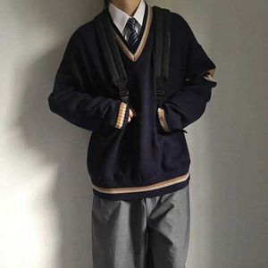 스웨터 커플의 옷 가을 남자 양모 스웨터 느슨한 2022 코트 학생 검은 색 풀오버 v- 넥 카디건 캐시미어 니트 y2210