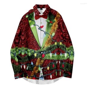 Men's Casual Shirts Spring Autumn Men Print Button Turn-down Collar Shirt Fashion Long Sleeve Tops Blouses Clothing