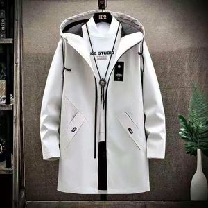 Männer Trenchcoats Dünn oder Dick Mit Samt Windjacke Männer Mit Kapuze Gedruckt Mäntel Casual Lange Männlich M 4XL 221007