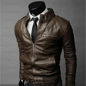 Pelle da uomo Ecopelle Fashion Trend Uomo's est Autunno Inverno PU Giacche in pelle Colletto Slim Motorcycle Zipper Fitting Slim Jacket Outwear 221007