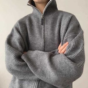 Maglioni nuovo maglione a collo alto cardigan uomo coreano tendenza invernale tutto-fiammifero tinta unita spessa cerniera lavorata a maglia per streetwear Y2210