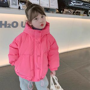 Down Coat Girls' cotton clothes children's Korean thickened girls' cartoon Plush medium and long winter coat 221007