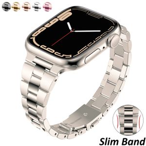 luxury Women Stainless Steel Slim Straps Bracelet For 49mm Apple watch Band Ultra 8 40mm 38mm 42mm 41 45mm for iWatch Series 7 6 se 5 4 3 Fashion Metal Lady Thin Strap
