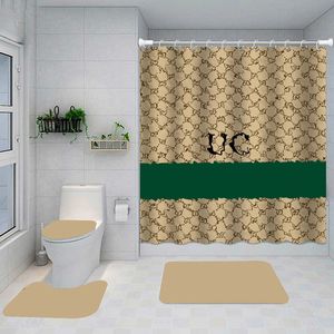 Gedrukte moderne letters douchegordijnen ontwerper badkamer vloermatten 4 -delige set toiletbril covers bad gordijn tapijt188v