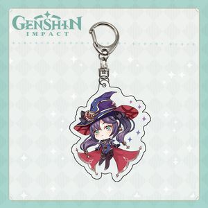 Äkta auktoriserade anime Genshin Impact Keychains Keqing Diluc Key Chain Acrylic Pendant Key Ring for Fans Collection Gift