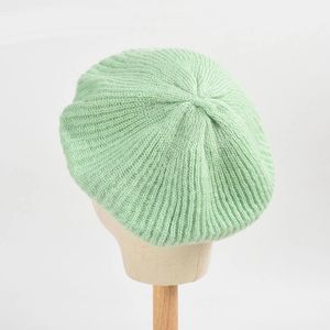 Berretto lavorato a maglia autunno inverno per donna Berretto casual tinta unita per ragazza Cappello semplice da pittore in lana