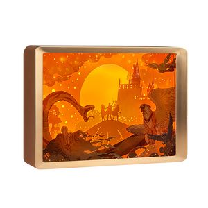 Obrazy 3D Shadow Box Film Film Castle Picture Ramka LED Papier Cut Light Pudełko anime Dekoracja sypialni Prezenty świąteczne 221006