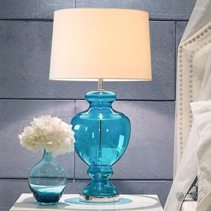 Lampade da tavolo Lampada in vetro vaso di zucca blu per soggiorno camera da letto comodino 220v 110v spina europea Art Deco