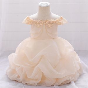 Dziewczyna sukienki świąteczne elegancka sukienka księżniczki Wysokiej jakości dzieci przyjęcie dla dziecka swobodne szyfonowe białe 0-5 lat ubrania dla dziewcząt