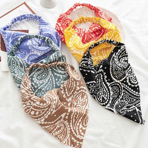 Headbands New Fashion Triangle Paisley Bandanas Printed Fabric Scarf Headbands Turbans for Women Girls Stretch Hairbands Hair Accessories T221007