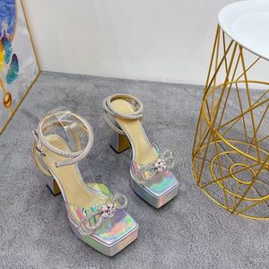 Женские сандалии женская платформа Bowknot Shoes Classic Transparent Summer Fashion Sexy Angle High Heels 35-42