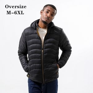 Men Zippered Hooded Cotton Jacket Cold Proof and Warm Keeping Mens Outerwear Lightweight Design Coats Removable Cap Rib Lines Oversize M-6XL