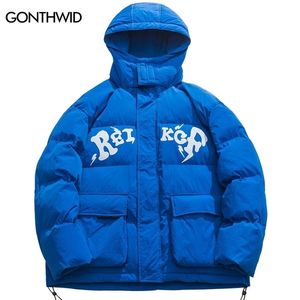 Herrarna ner parkas vinter män huva jackor streetwear fast färg förtjockar varm puffer jacka hip hop mode harajuku casual bubbla rockar 221007