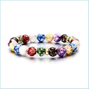 Beaded Strands Natural Resin Chakra Strands Bracelet Fashion Colorf Ornaments Energy New Jewelry Women Man Beaded Bracelets Yoga Chr Dhyno