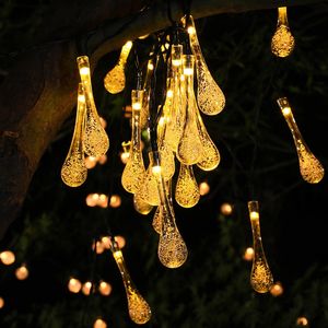 39 pés 100 led String Battery Operou Waterdrop Strings Lights Fairy String Decor Light Pátio Pátio Indoor Party Outdoor Wedding Christmas Tree Garden