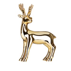 Autre décor à la maison Gold Deer Statue Ornement Elk Artisanat Céramique Modèle Art Sculpture Collection Porche Salon Bureau Décoration Accessoire 221007