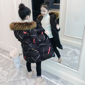 Down Coat Children's Jacket For Girls Winter Warm Cotton Hooded Coats Kid Parka Girl Long Outerwear kläder 6 7 8 10 12 år 221007