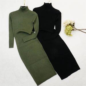 Casual Dresses Autumn Winter Women Knitted Turtleneck Sweater Lady Slim Bodycon Long Sleeve Bottoming Vestidos PP003 221007