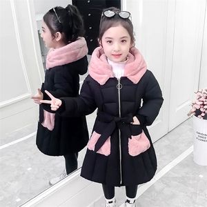 Daunenmantel Kinder Winterjacke für Mädchen Kapuzenmantel Schneeanzug Daunenbaumwollkleidung Oberbekleidung Lang Teen Parka Kleidung Mantel 221007