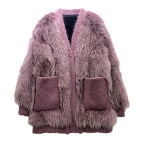 Women's Fur Faux winter Korean version of the fur grass jacket women's mid length mink cardigan loose coat 221006