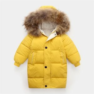 Daunenmantel Winter Dicker langer Mantel Kindermäntel für Jungen Jacke Mädchen Pelzkragen Kapuzenmantel Mode Schneeanzug 3-10 Jahre Teenager Kinder Mantel Parkas 221007