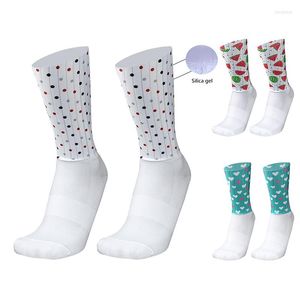 Sports Socks Cycling Summer Cool Breathable Non-slip Silicone Professional Race Aero Bike Running Calcetines Ciclismo