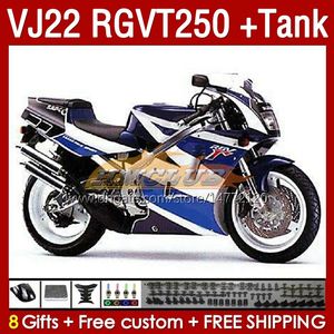 OEM Verkleidungen Tank für Suzuki RGV250 SAPC VJ22 RGVT250 RGV-250 VJ 22 160No.122 RGV RGVT 250 CC 90 91 92 93 94 95 96 RGVT-250 1990 1991 1992 1993 1995 1996 Verkleidung blau weiß