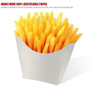 Disposable Cups Straws 100pcs White French Fries Box Fried Chicken Hamburger Packing Fast Food Oil-proof Folding 221007