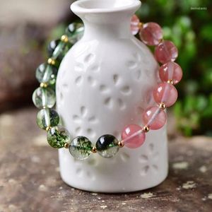 Strand Joursneige Popcorn Green Ghost Watermelon Natural Crystal Bracelets Red Chalcedony Bead Lucky For Women Biżuter