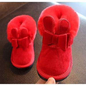 Boots Girls Bunny Bow Red Pink Ankle Shoes Warm Fur Animal Snow Nina Zapatos Kids Toddler Winter Footwear SandQ Baby 221007