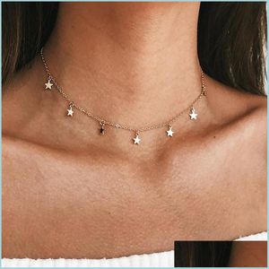 Anhänger Halsketten Mode Lange Halsketten Sommer Neue Böhmen Stil Gold Sier Farbe Stern Mond Halskette Frauen Boho Anhänger Choker Jewel Dhyxn