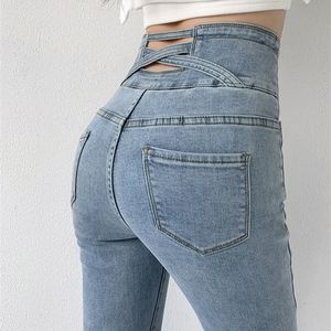 Women's Jeans ZOENOVA Skinny Pencil Four Buttons Vintage High Waist Women Slim Stretch Denim Pants Tight Trousers 221007