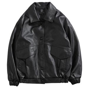 Casaco de couro de couro masculino Pu Men Black Motorcycle Biker Fashion Coats Masculino Bolés de bombardeiro Roupas 221006