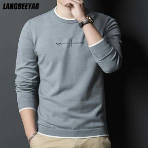 Sweaters Yeni Moda Marka Tasarımcısı Örgü Külot Kazak Müret Metter Baskılı İnce Fit Otomatik Kış Donanma Günlük Jumper Giysileri Y2210