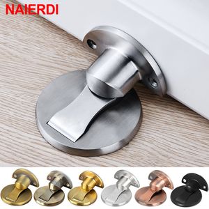 Door Catches Closers NAIERDI 304 Stainless Steel Stopper Magnetic stop Silver Holder Hidden Catch Floor For Toilet Furniture Hardware 221007