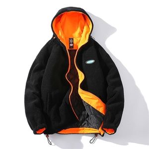 Men's Down Parkas Winter Thicken Warm Solid Color Fleece Men Korean Big Pocket Zipper Hooded Jacket Male 4XL 221007